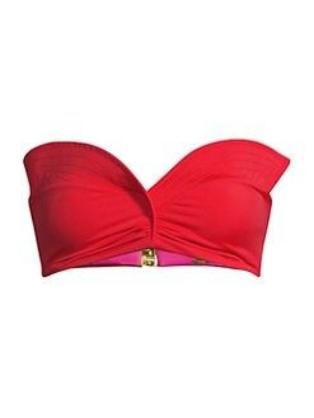Juan De Dios Victoria Bandeau Bikini Top Red With Fuchsia Contrast
